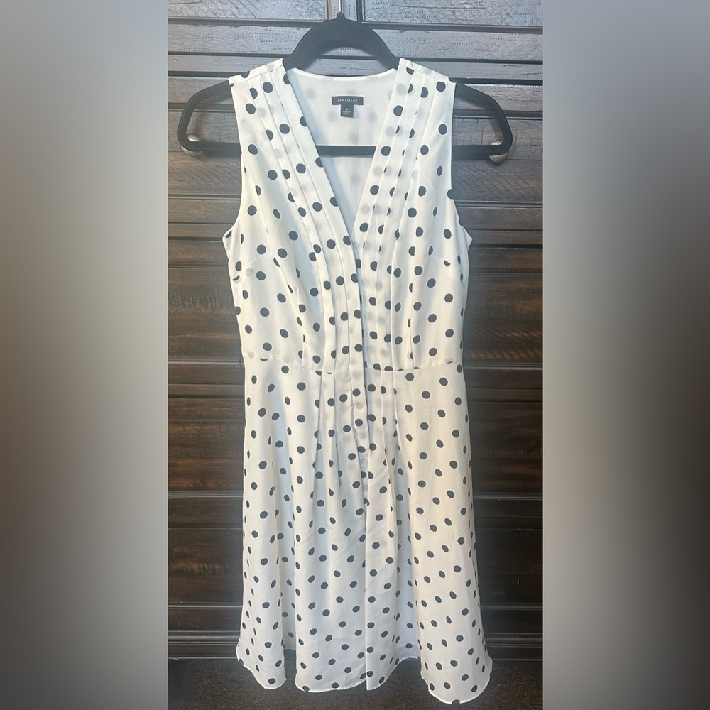 Ann Taylor Polka Dot Midi Dress with Belt Size O